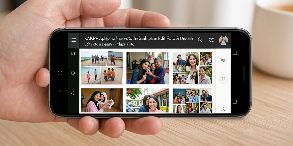 Antarmuka KAKRP menampilkan berbagai fitur Kolase Foto yang kreatif.