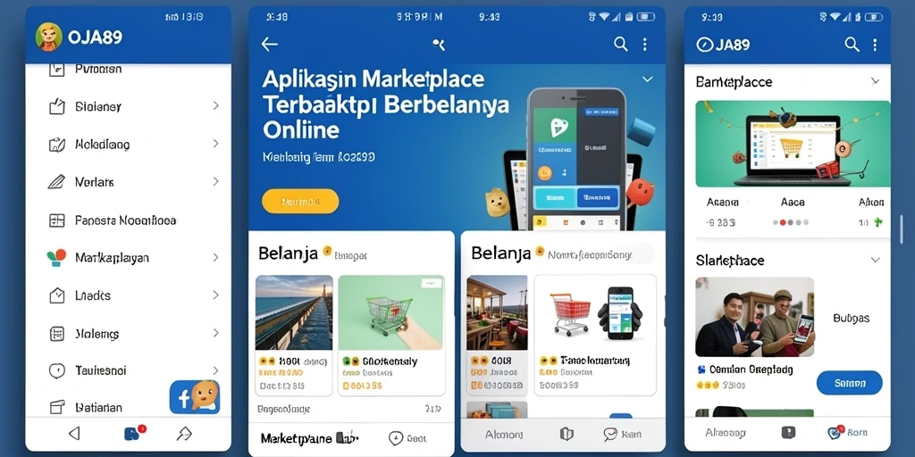 Screenshot antarmuka OJA89 menunjukkan kemudahan berbelanja.