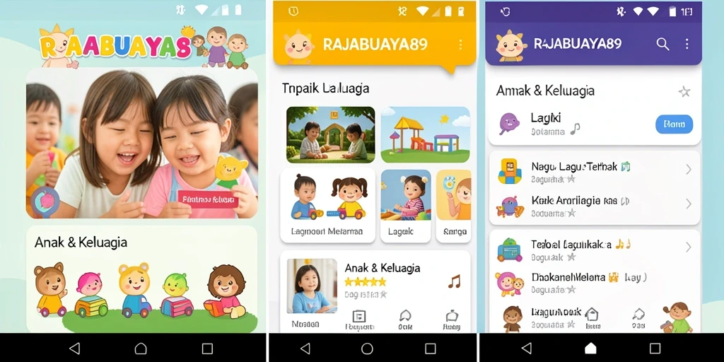 Tampilan antarmuka aplikasi RAJABUAYA89 yang ceria dan menarik untuk anak-anak.